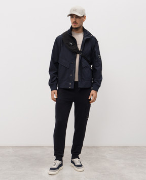 C.P. Company Blue jacket with logo patch MOW001A005968A