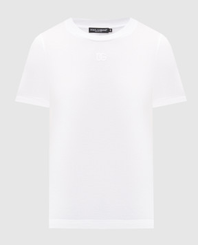 Dolce&Gabbana White T-shirt with DG embroidery F8U08ZGDDYD