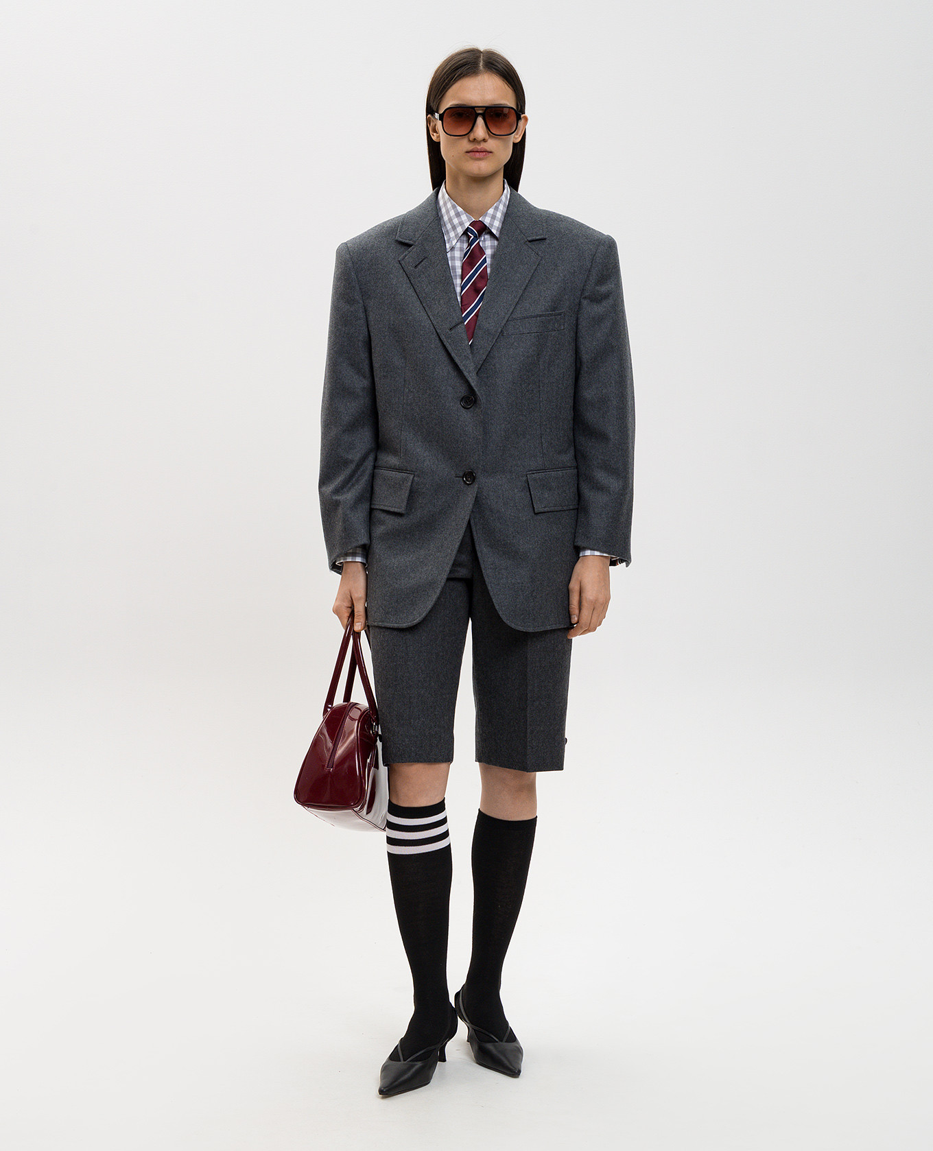 

Gray wool Bermuda shorts Thom Browne, Grey