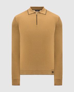 Stefano Ricci Brown wool, silk and cashmere polo with monogram logo KE08004P30E26374