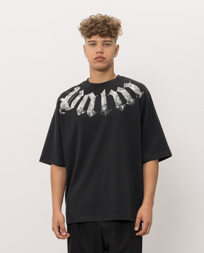 Palm Angels Black T-shirt with contrast logo print PAMAA003JR001m