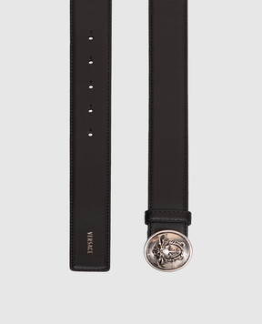 Versace Black leather belt with textured emblem 1024410DVTP1