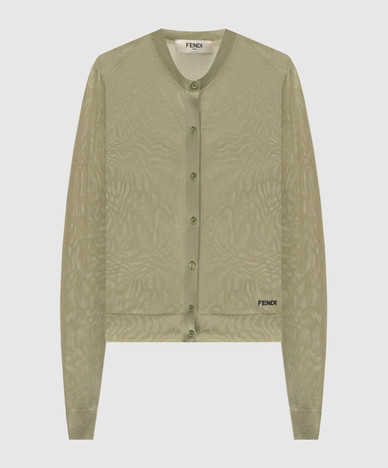 Khaki vest met logo-borduurwerk