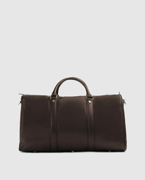Doucal's Brown leather travel bag with embossed logo DB002303UT284