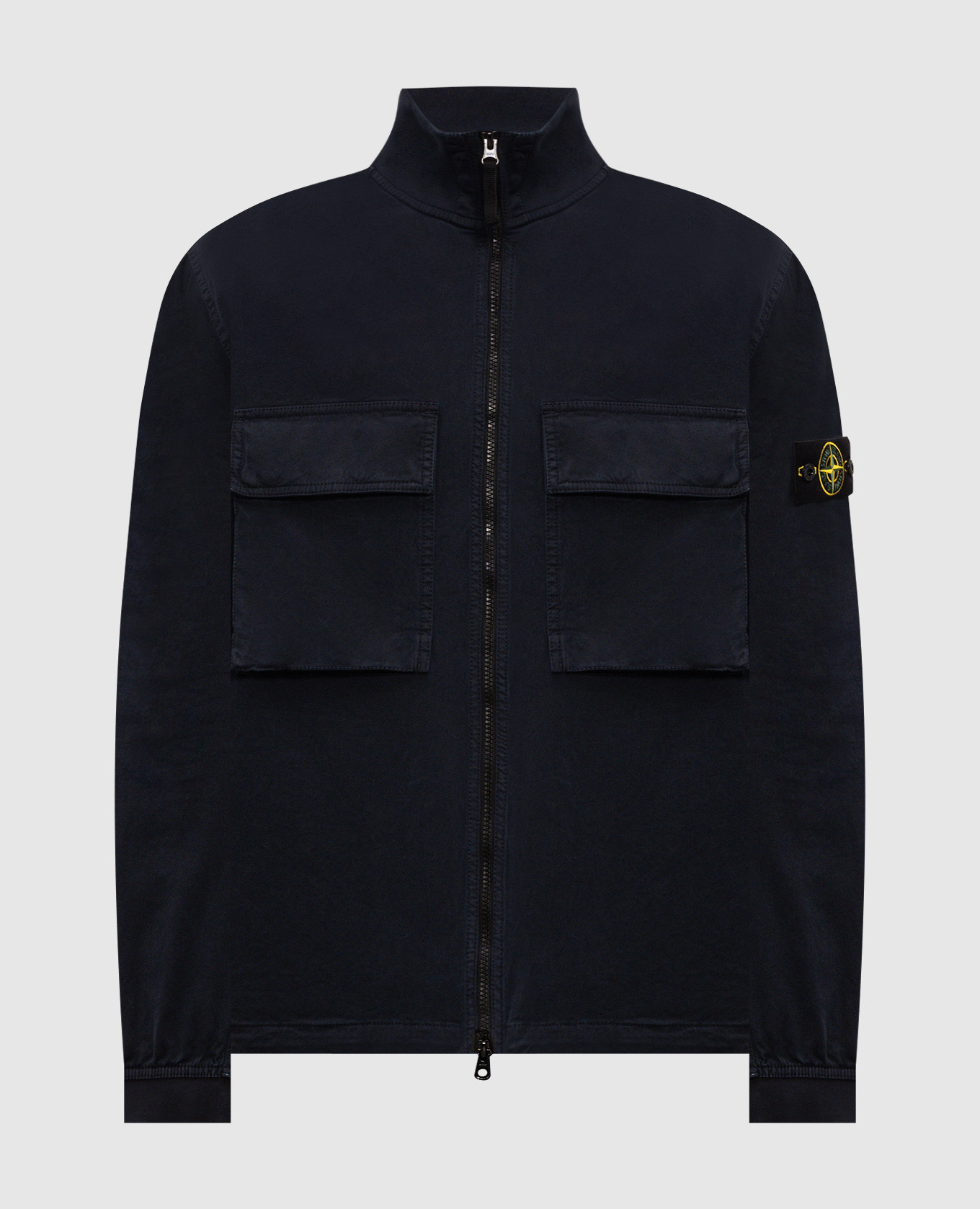 Blue jacket with logo patch