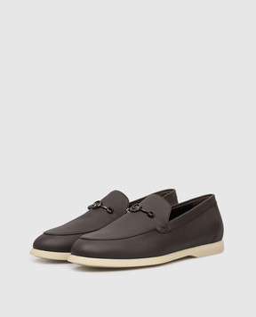 Stefano Ricci Brown leather loafers with emblem UC64G2363MR
