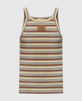 Fendi Striped T-shirt with logo patch FS7966AW88