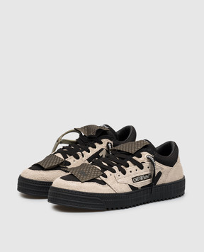 Off-White Beige Court 3.0 combo sneakers with stripes OF05779001