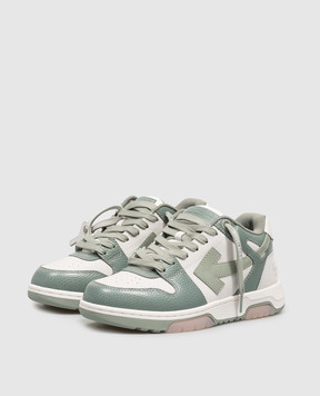 Off-White Out Of Office Green Leather Sneakers OF05737310