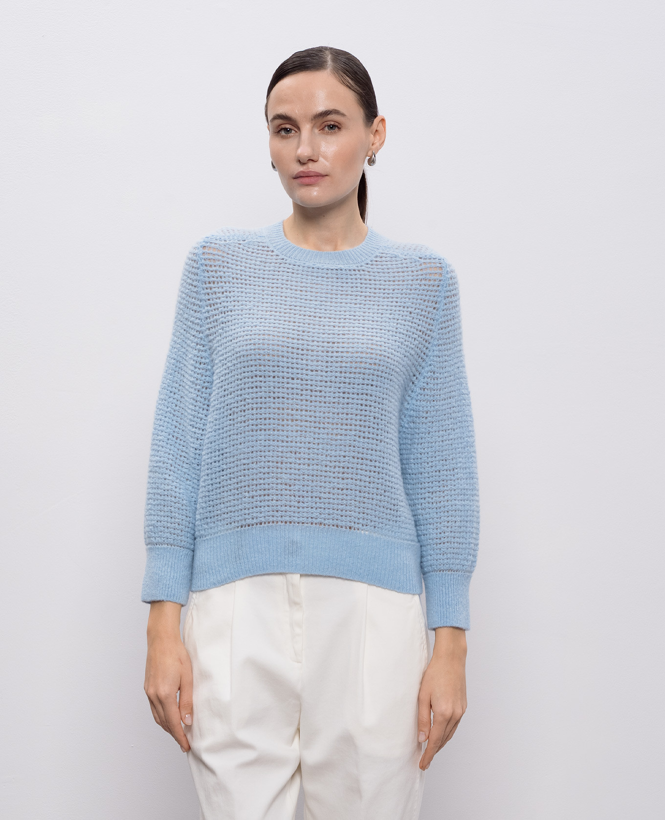 Blue alpaca wool sweater Peserico 3
