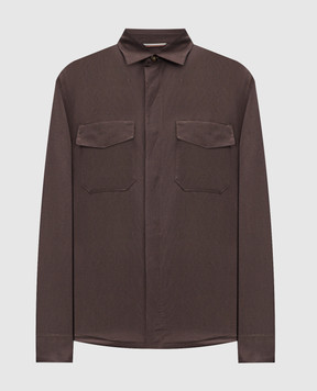 Canali Brown linen and silk shirt AX03156E31021