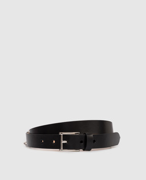 Alexander McQueen Black leather Skull belt with logo 8564671HBEE
