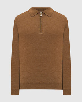 Castangia dal 1850 Brown wool and silk polo shirt CS5304