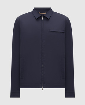 Peserico Blue wool jacket with brand patch R5226908274