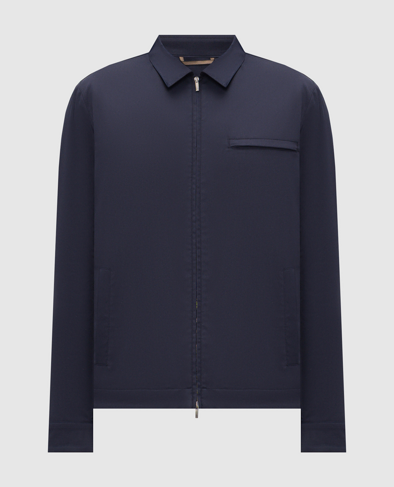 

Blue wool jacket with brand patch Peserico