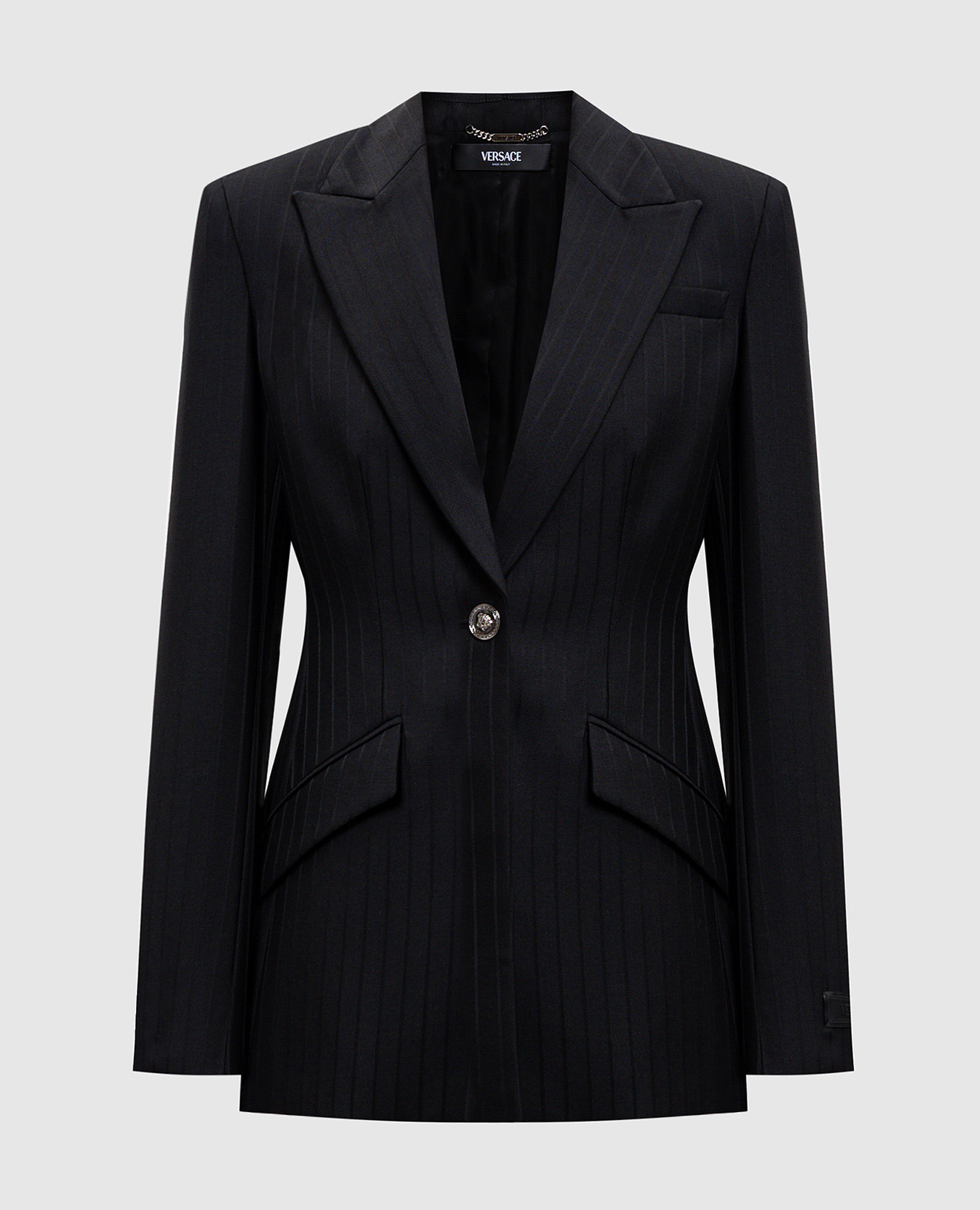 

Black striped wool jacket Versace