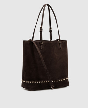 Valentino Brown suede Rockstud tote bag 9W2B0T74KQQ