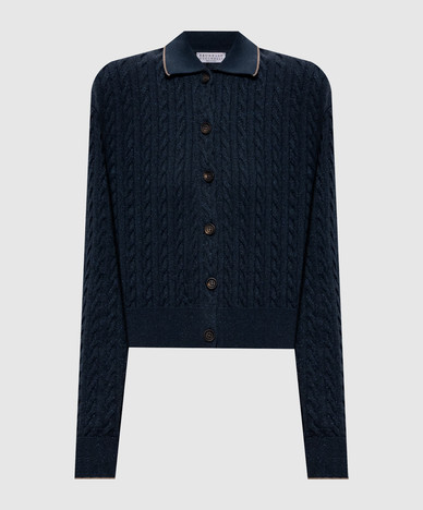 Blue cardigan with lurex