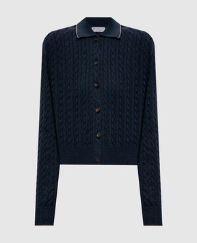 Brunello Cucinelli Blue cardigan with lurex MAZ226116