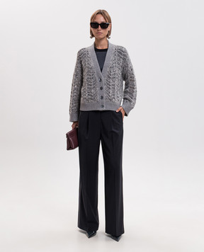 Peserico Gray openwork cardigan with alpaca wool A99217F03E9243