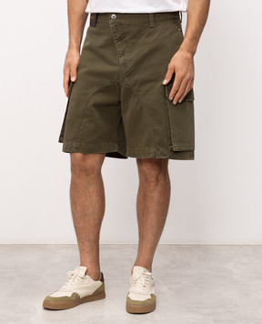 JW Anderson Khaki denim cargo shorts with patch SR0129PG1933