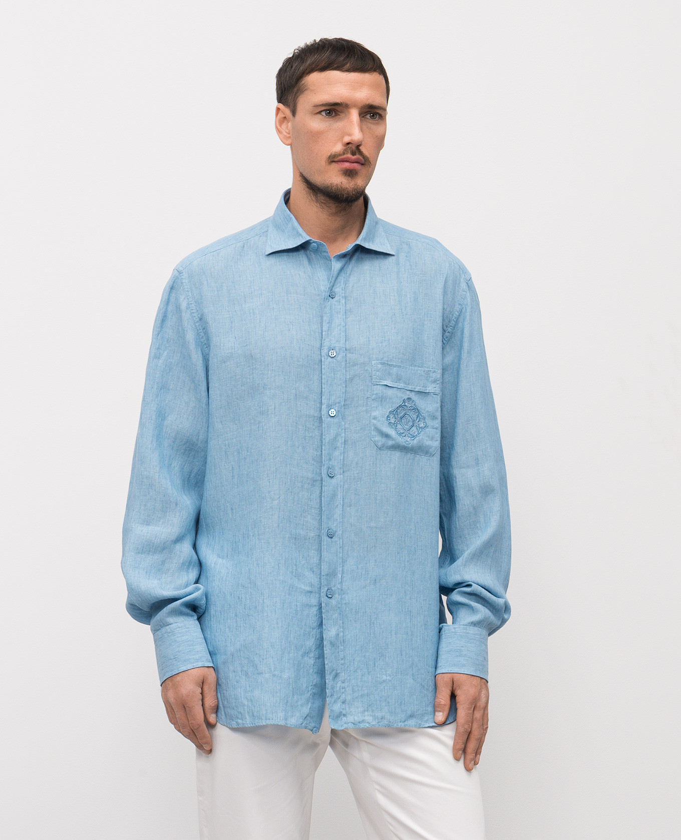

Blue linen shirt Stefano Ricci, Light blue