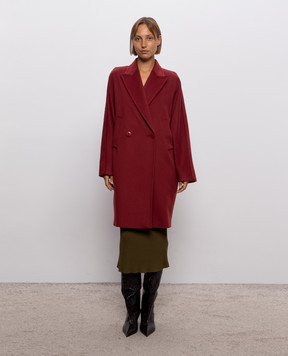 Max Mara MASTRO burgundy double-breasted wool coat MSTMASTRO