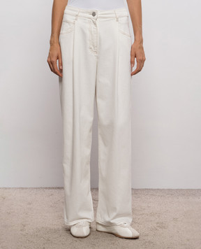 Peserico Ivory jeans with logo patch A04669TS07957