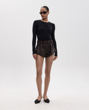 Magda Butrym Brown leather shorts with belt LEATHER26SHORTS297726