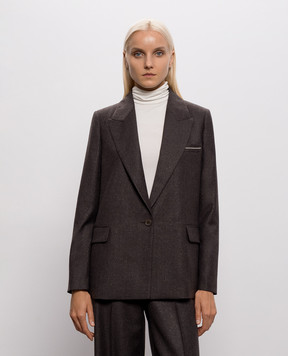 Peserico Dark brown wool jacket with lurex A01137Z03359