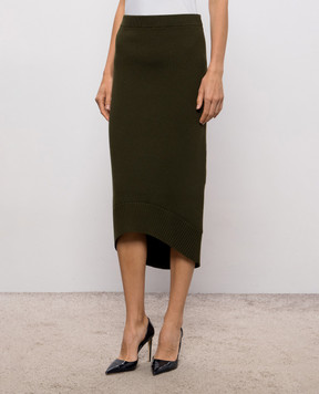 Victoria Beckham Green ribbed merino wool skirt 1426KSK007725A