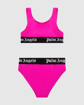 Palm Angels Children's pink swimsuit with logo pattern PGFE002S26JER001