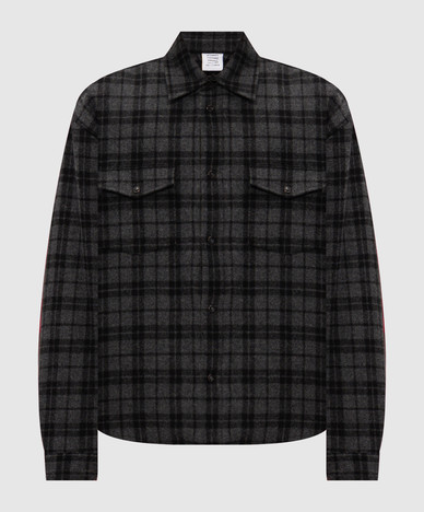 Gray shirt-style jacket with checked wool