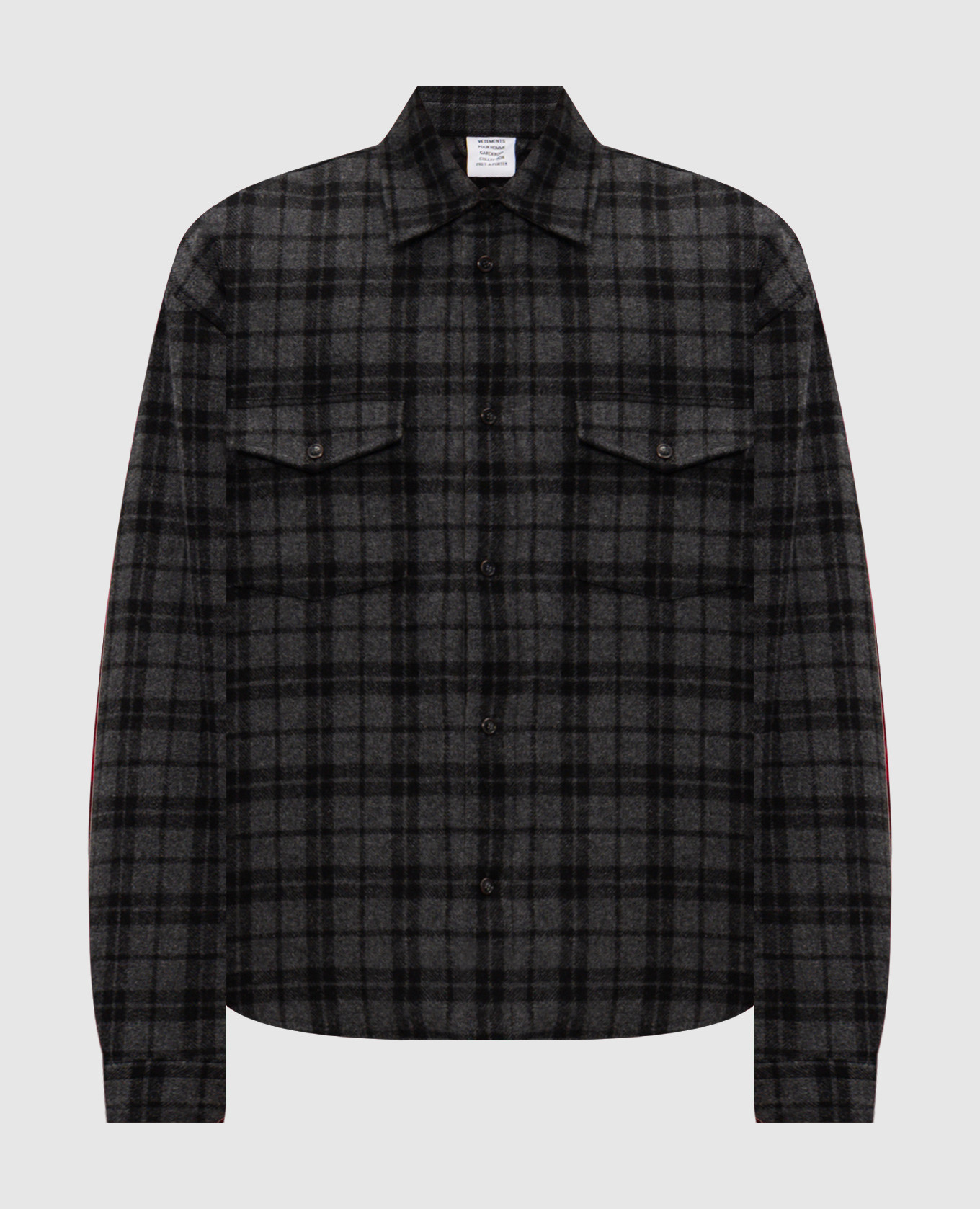 Gray shirt-style jacket with checked wool
