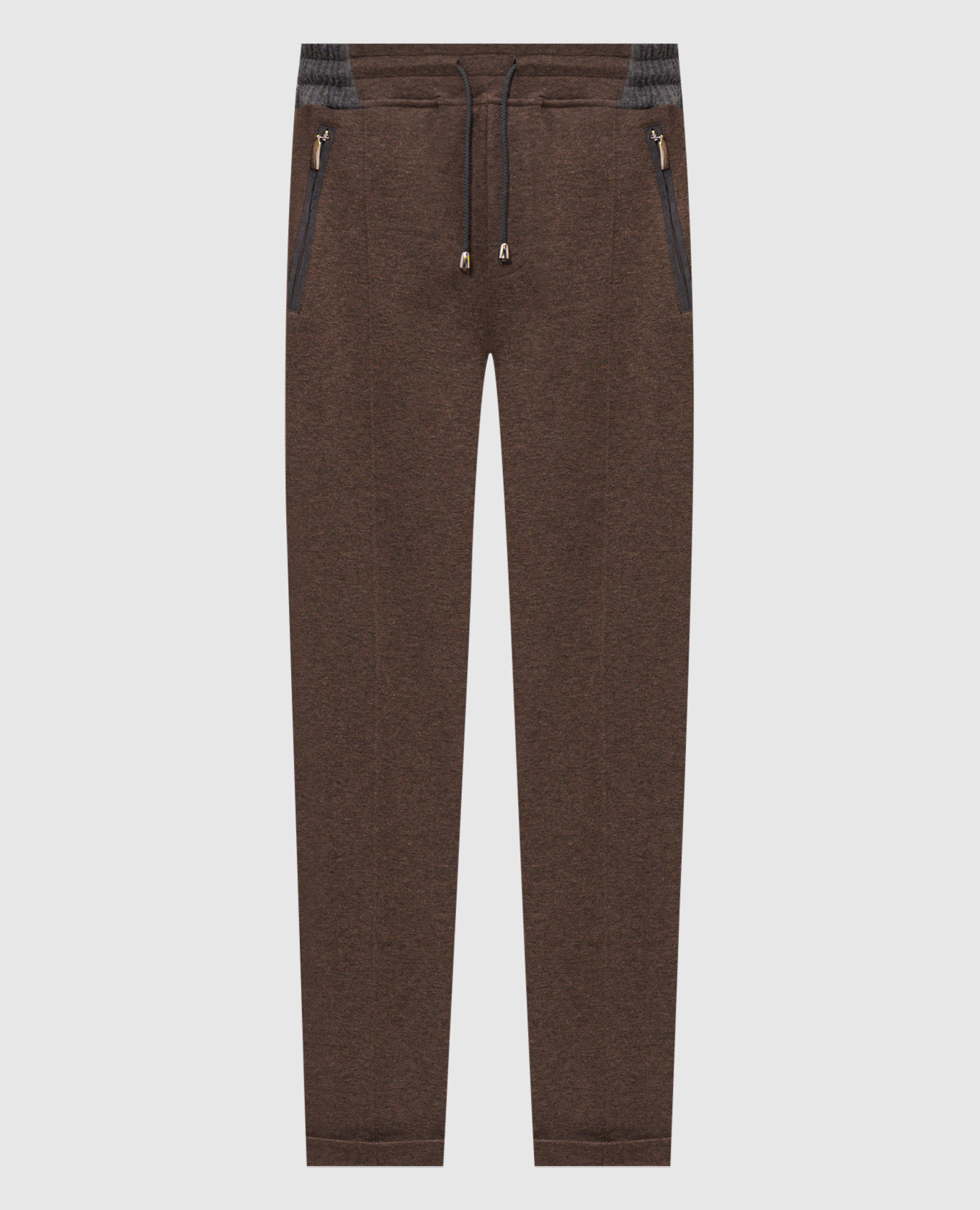 Dark brown wool trousers with lapels