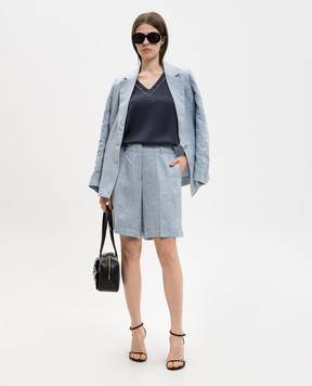 Peserico Blue linen shorts with lapels P0414002598
