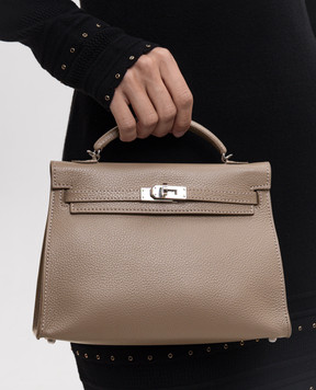 Babe Pay Pls Beige leather satchel bag 06508