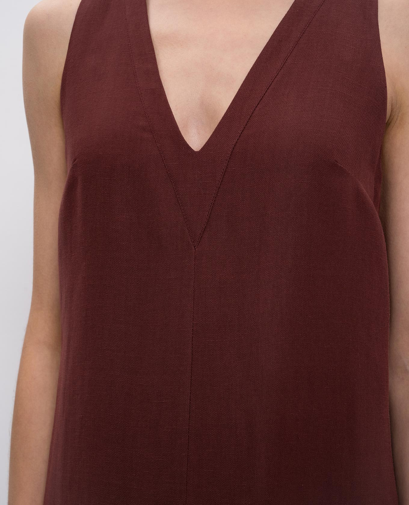 Burgundy dress with linen Brunello Cucinelli 5