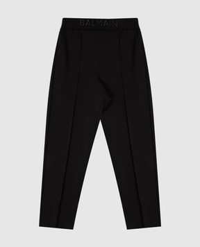 Balmain Children's black sweatpants with logo embroidery BX6S00J03711214