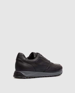 Doucal's Black leather sneakers with embossed logo DU3594SYDNUJ225