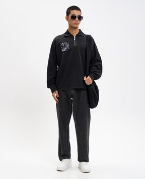 Off-White Faded Painting Black Long Sleeve Polo 44MAD00NF5J003