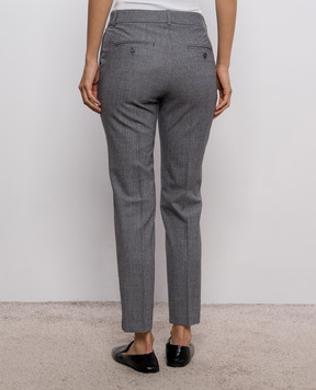 Peserico Gray wool patterned pants A0471806413