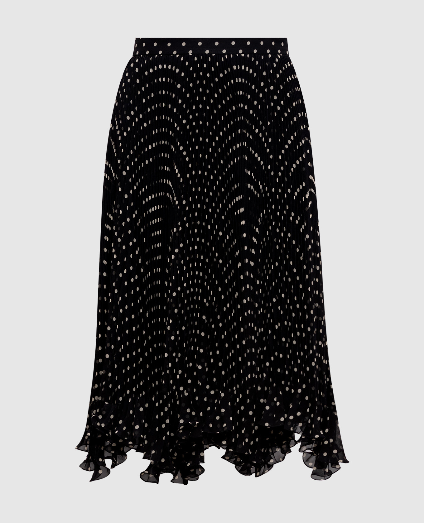 Black polka dot silk skirt