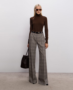 Ermanno Scervino Brown wool golf with lace D495M310EAPATL