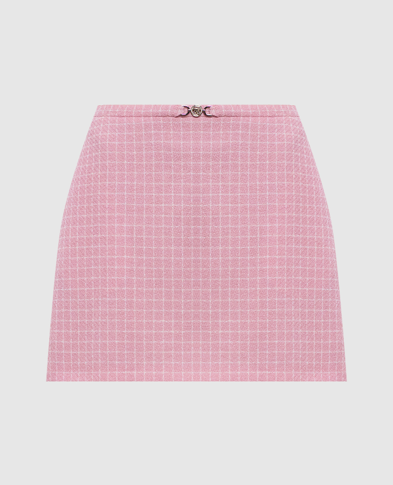 Minigonna in lana a quadri rosa