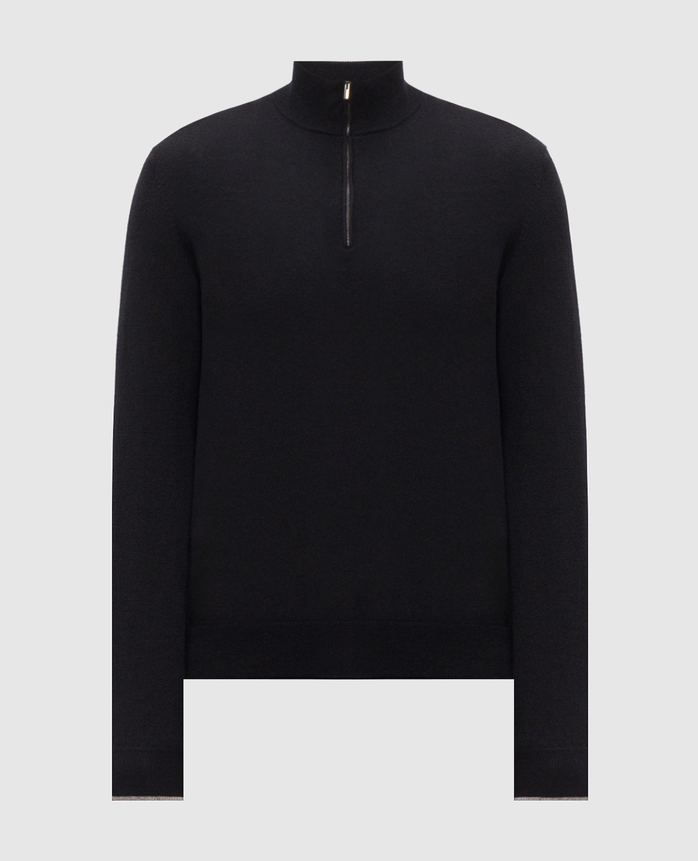 Navy wool and cashmere jumper with zipper