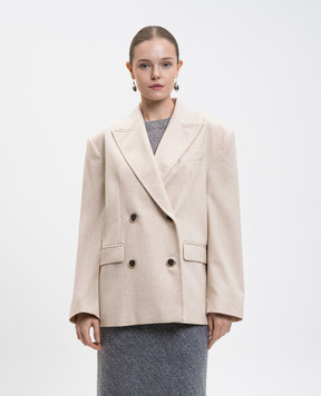 Max & Co Beige double-breasted jacket QUINOA with wool QUINOA
