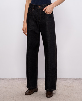Brunello Cucinelli Black jeans with logo patch MP134P4021