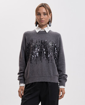 Peserico Gray alpaca wool sweater A99835F07RL9100
