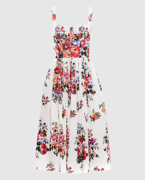 Dolce&Gabbana White printed bustier dress F6TTGTHS5UU